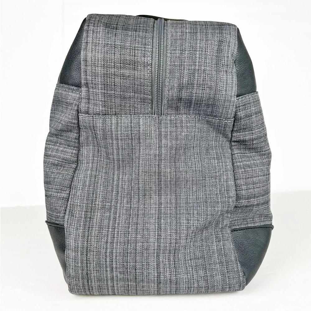 John Varvatos Weekender Gray Black Lightweight Vegan Travel Duffel Bag